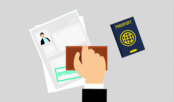 Visa processing with relevant documents.